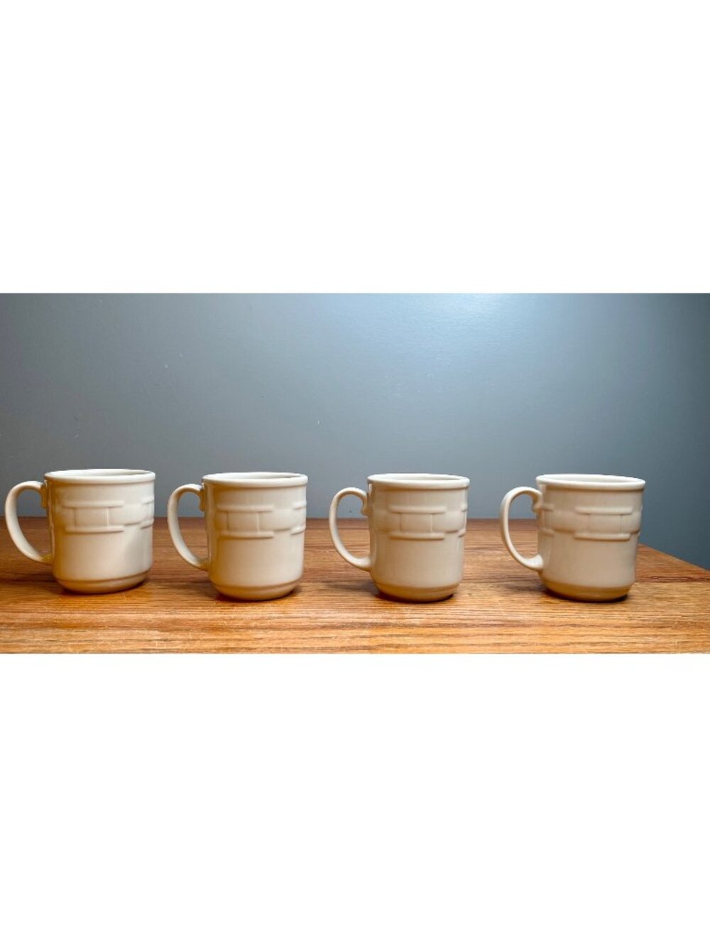 Set of 4  Longaberger Ivory Woven Traditions 12 ounce  Coffee Mugs